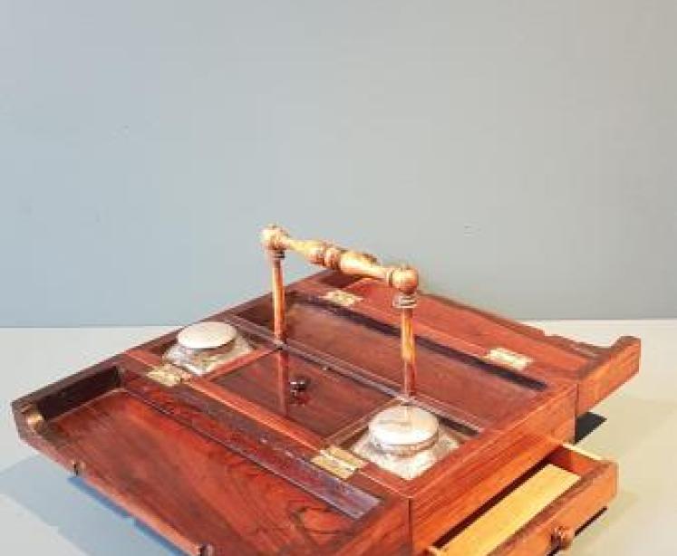 Early Victorian Rosewood Pen and Ink Box - Image 2