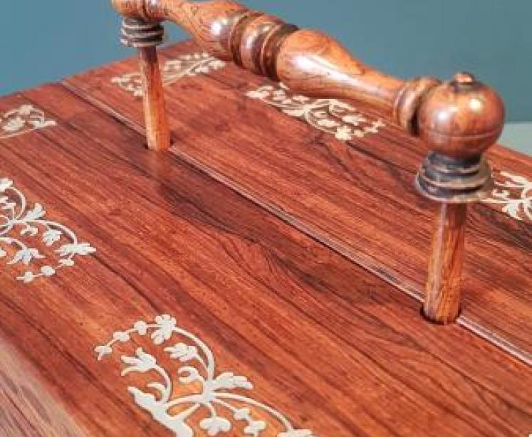 Early Victorian Rosewood Pen and Ink Box - Image 6