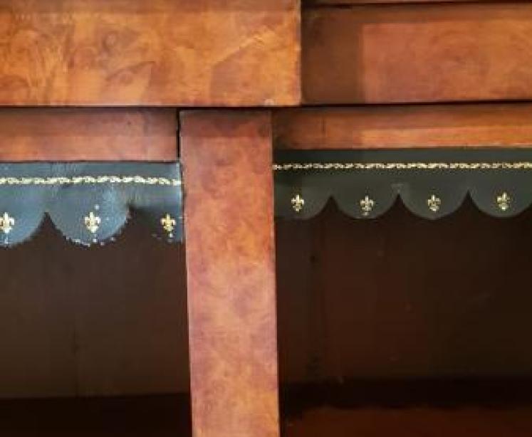  Victorian Burr Walnut Break Front Open Bookcase - Image 5