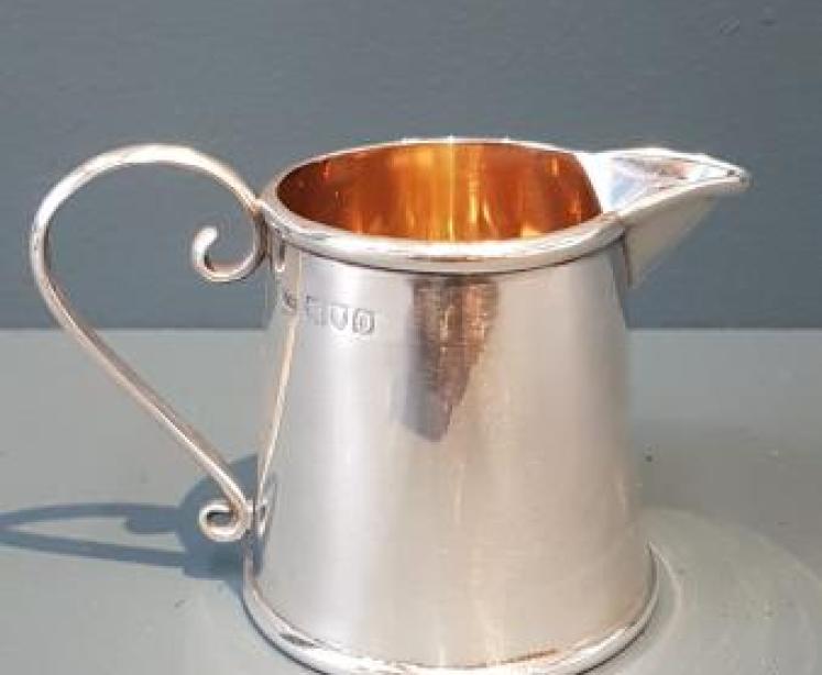 Edwardian Gilt Lined Silver Cream Pitcher - Image 1