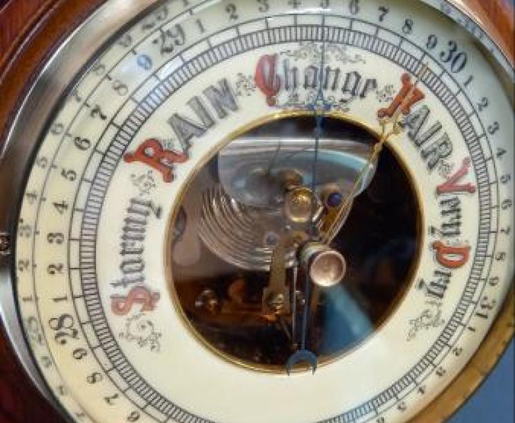 Victorian Oak Visible Works Banjo Barometer - Image 6