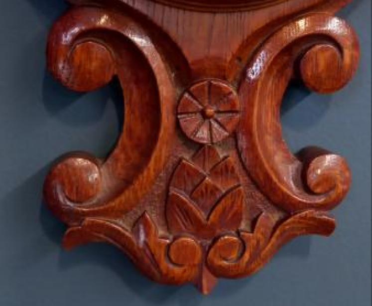 Victorian Oak Visible Works Banjo Barometer - Image 7