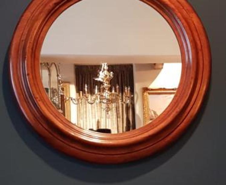 Victorian Circular Walnut Framed Mirror - Image 1