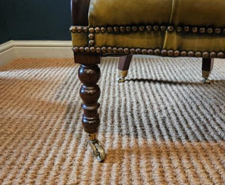 1920's Buttoned Olive Hide Open Arm Chair - Image 4