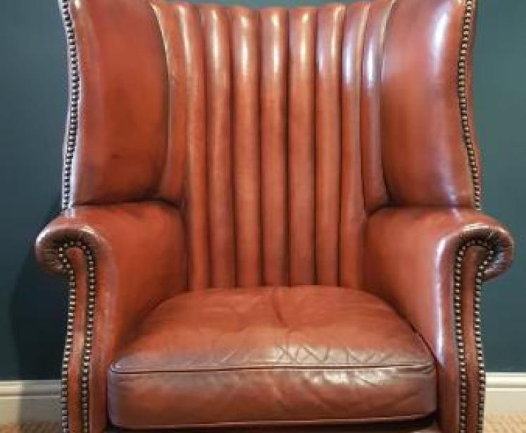 1920's Leather Barrel Back Arm Chair - Image 7