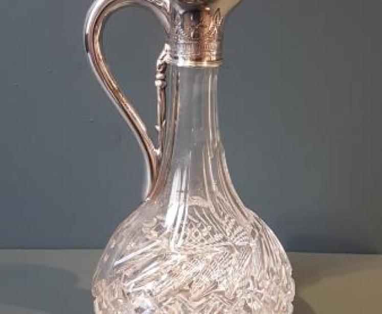 Victorian Cut Crystal and Silver Plated Claret Jug - Image 1