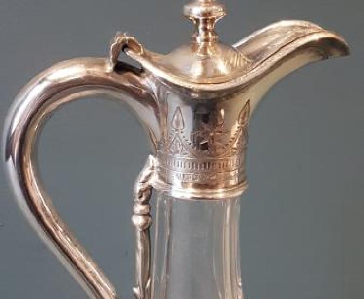Victorian Cut Crystal and Silver Plated Claret Jug - Image 7