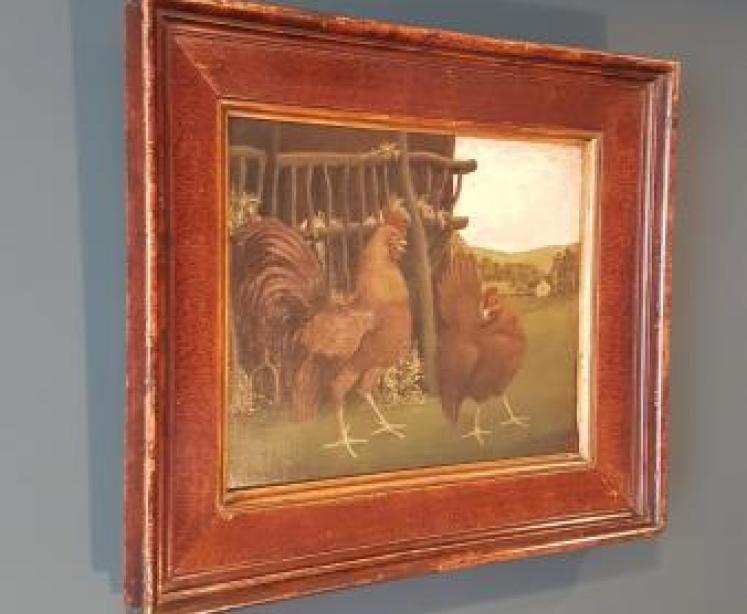 Victorian Oil Cockerel and Hen - Image 2