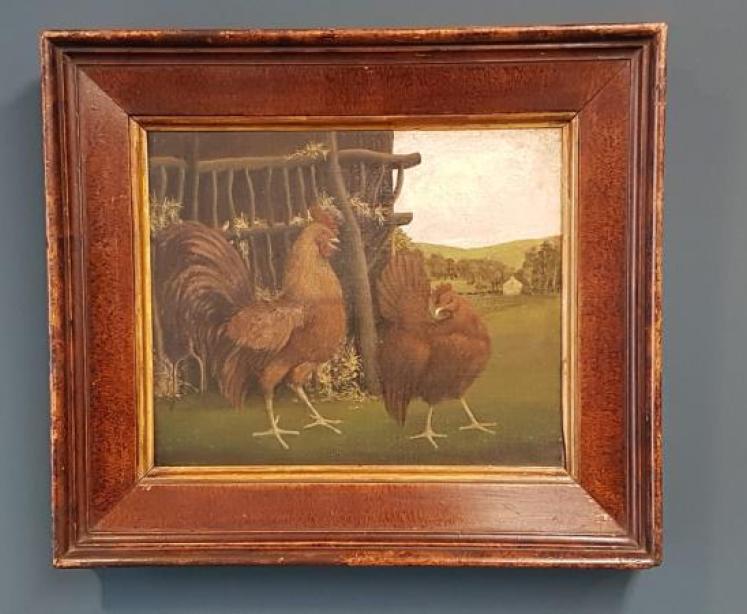 Victorian Oil Cockerel and Hen - Image 6