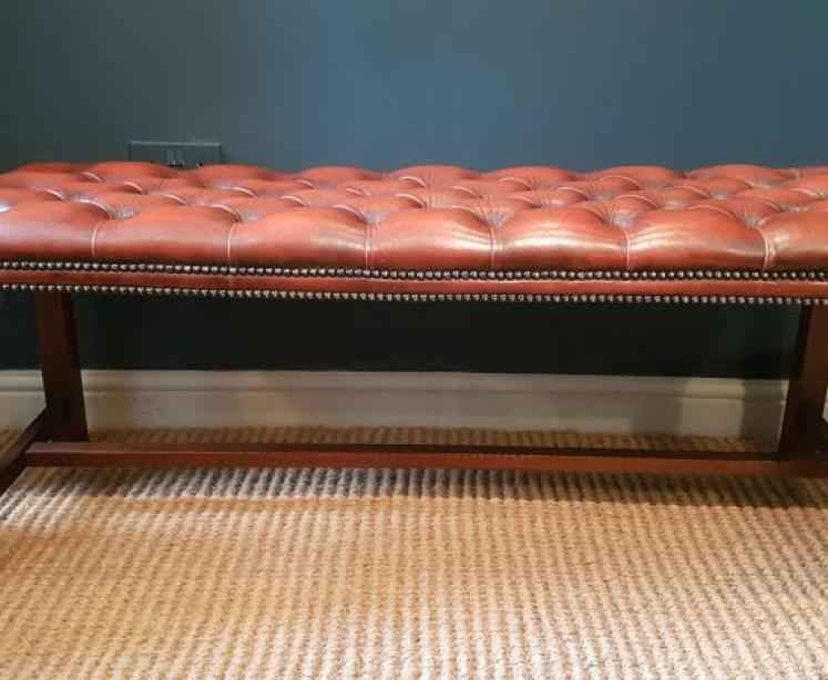 Leather Topped Double Stool  - Image 1