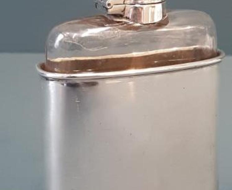Edwardian Silver Kidney Shaped Hip Flask - Image 1