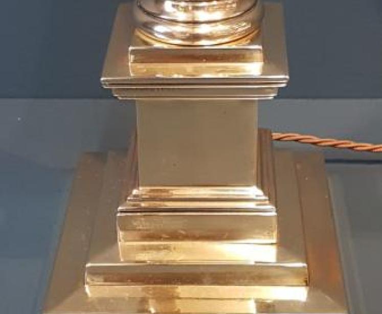 Edwardian Brass Column Table Lamp - Image 6