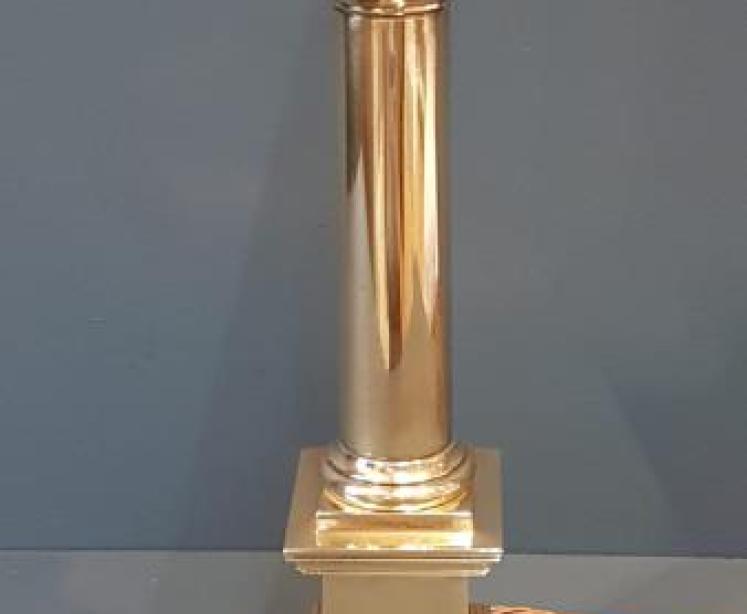 Edwardian Brass Column Table Lamp - Image 7