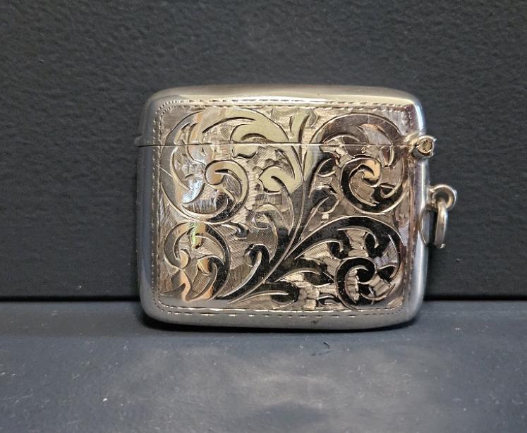Engraved Silver Vesta Case  - Image 1