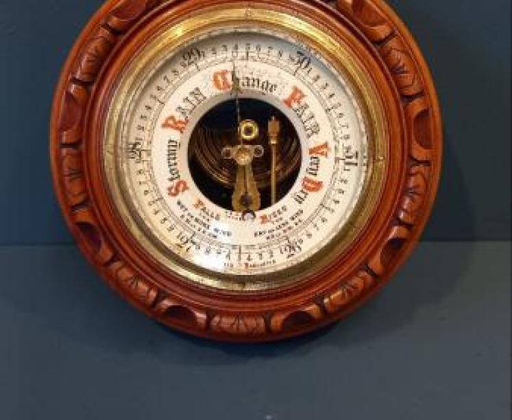 Victorian Walnut Skeletonised London Barometer - Image 1
