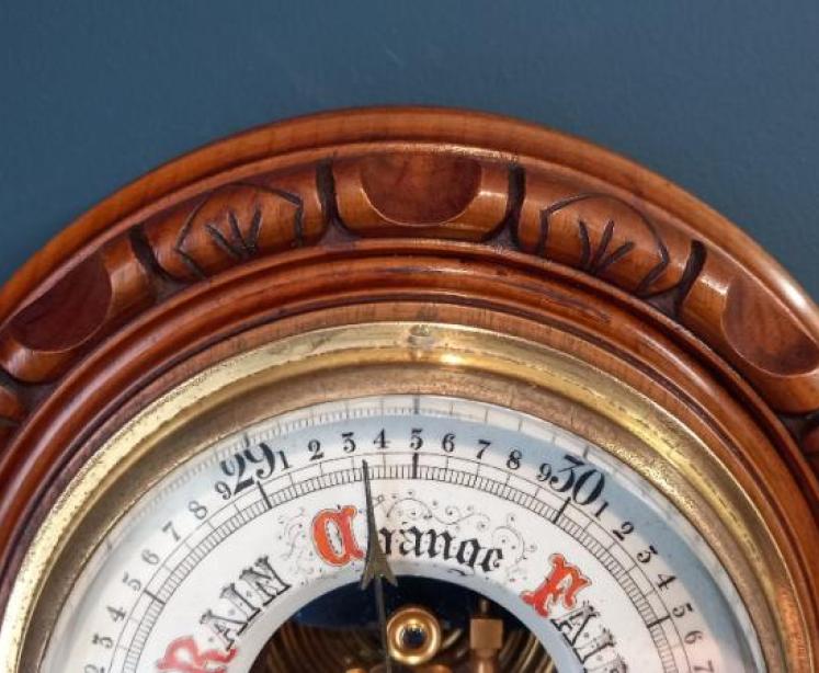 Victorian Walnut Skeletonised London Barometer - Image 3