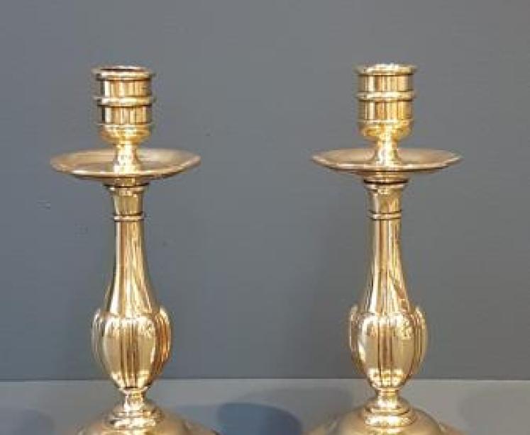 Regency Brass Candlesticks - Image 1