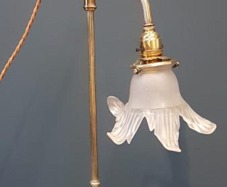 Edwardian Adjustable Table Lamp and Shade - Image 1