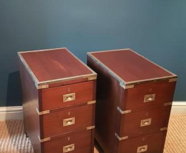 Pair of Mahogany Campaign Style Chests - Image 1