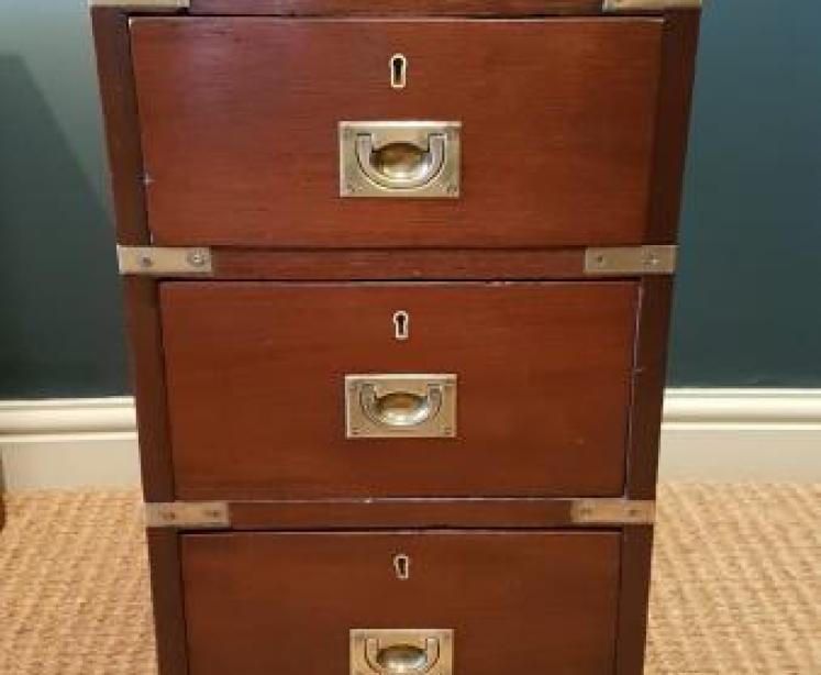 Pair of Mahogany Campaign Style Chests - Image 2