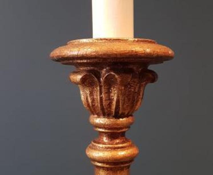 Pair of Large Edwardian Timber Gilt Table Lamps - Image 3