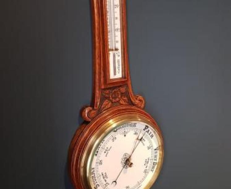 Victorian Oak Cased Banjo Barometer - Image 3