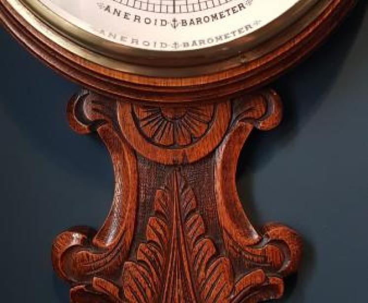 Victorian Oak Cased Banjo Barometer - Image 5