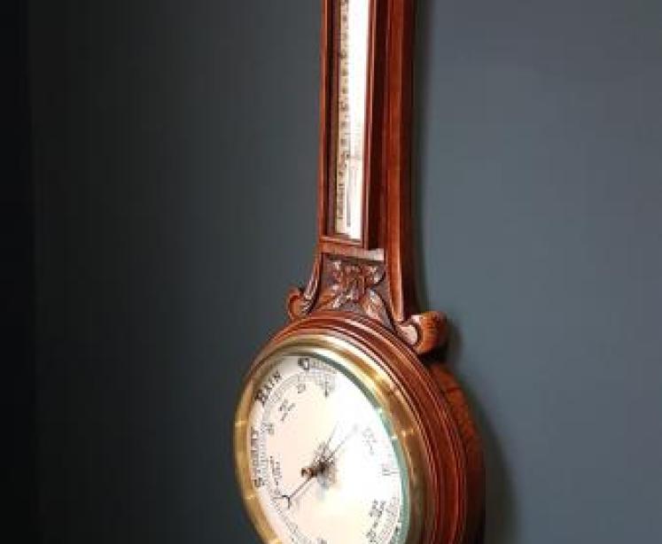 Victorian Oak Cased Banjo Barometer - Image 6