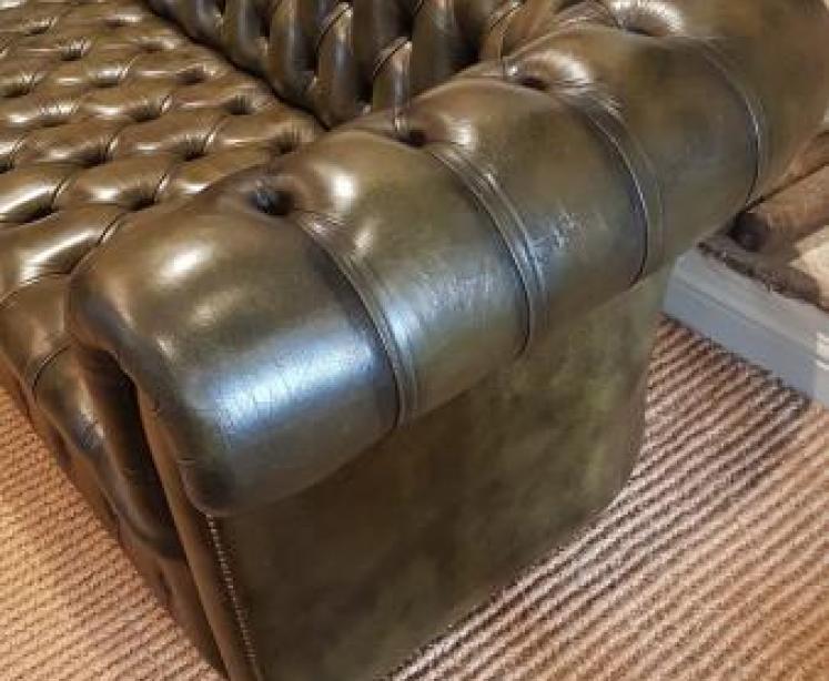 Large 1950's Olive Green Chesterfield Sofa - Image 2