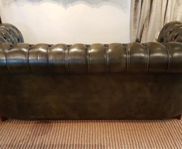 Large 1950's Olive Green Chesterfield Sofa - Image 3