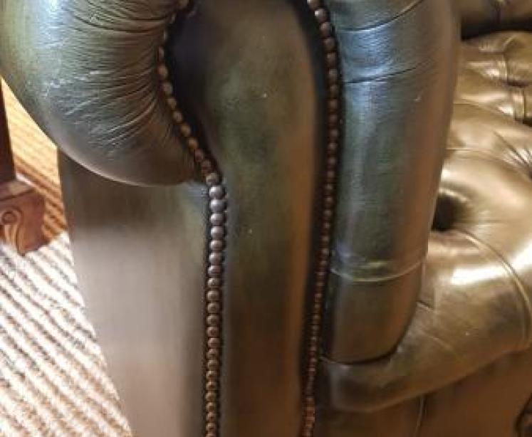 Large 1950's Olive Green Chesterfield Sofa - Image 4