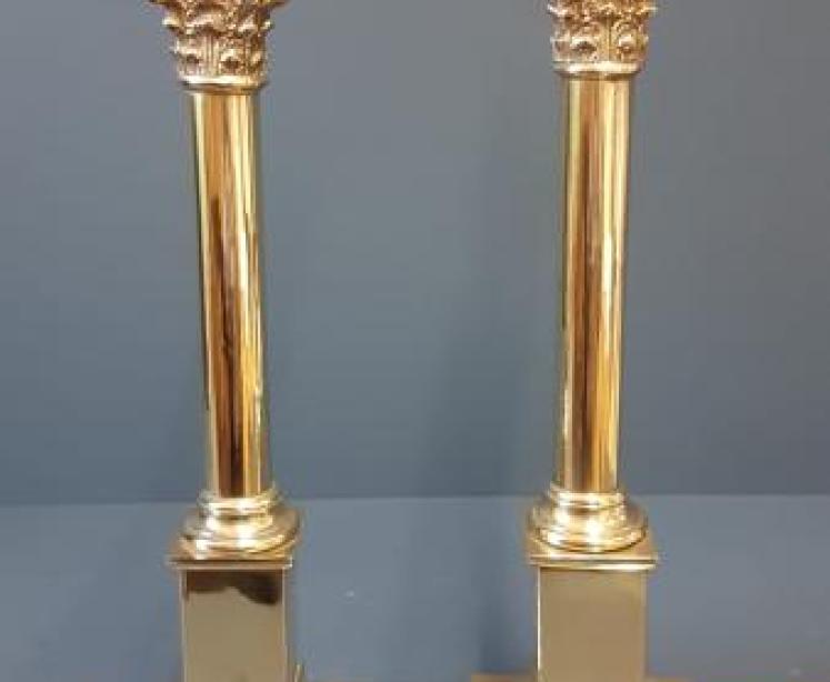 Matching Pair of Edwardian Cast Brass Table Lamps - Image 6
