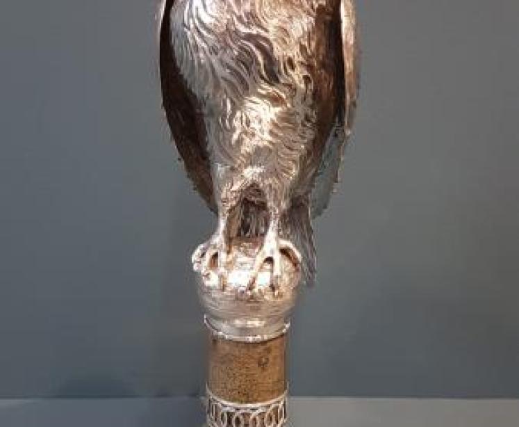 Large Edwardian Silver Owl on Perch - Image 1