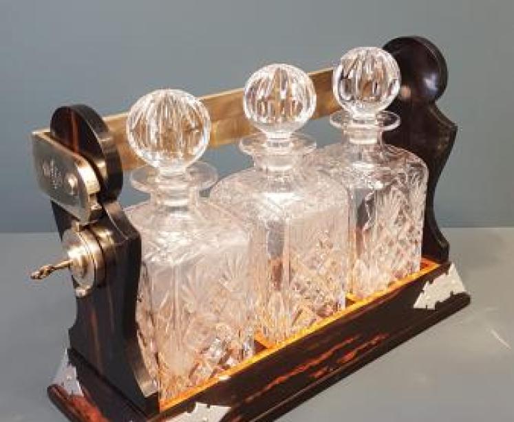 Fine Victorian Coromandel and Silver Mounted Tantalus  - Image 2