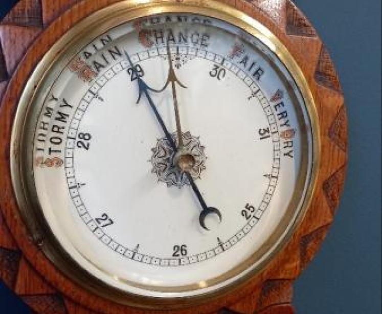 Victorian Polished Oak Starburst Banjo Barometer - Image 5