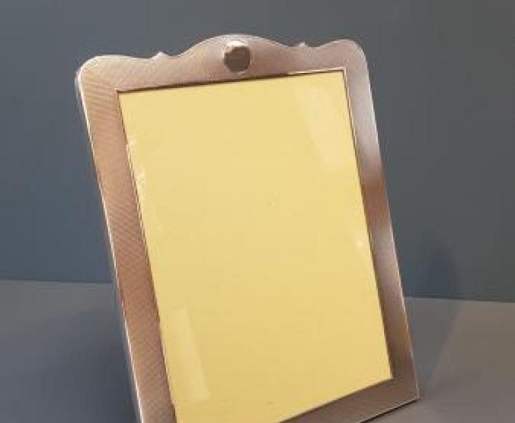 Engine Turned Silver Photo Frame by Walker and Hall - Image 1