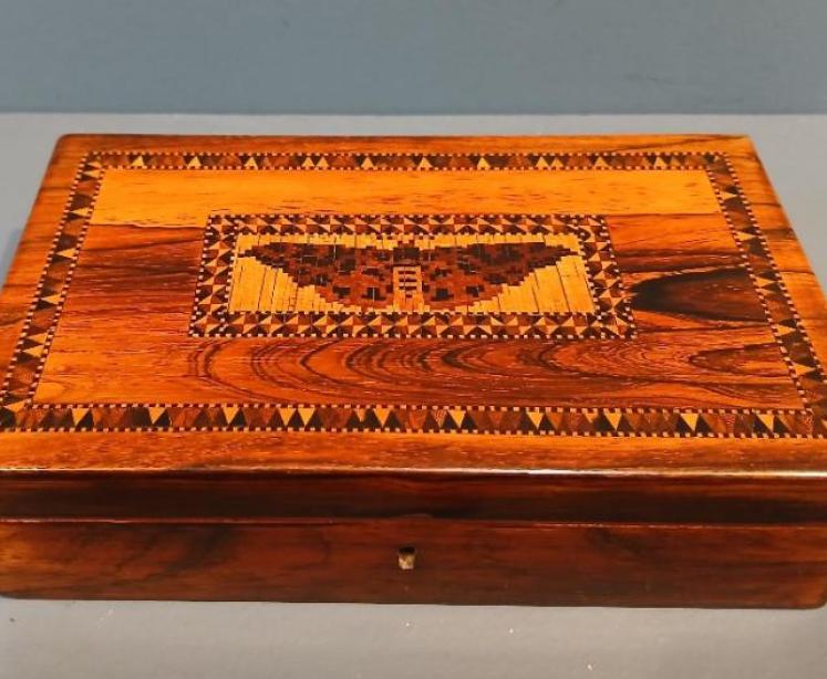 Victorian Rosewood Tunbridge Inlaid Card Box - Image 2