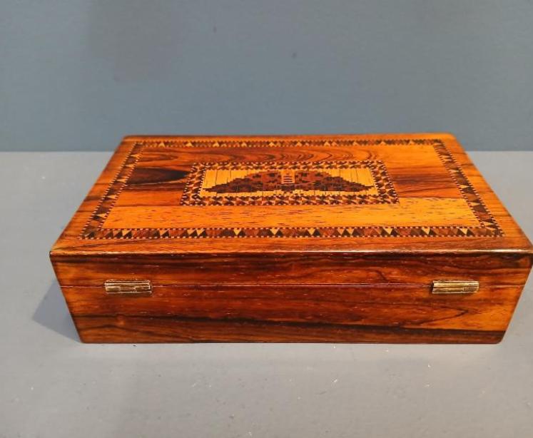 Victorian Rosewood Tunbridge Inlaid Card Box - Image 5