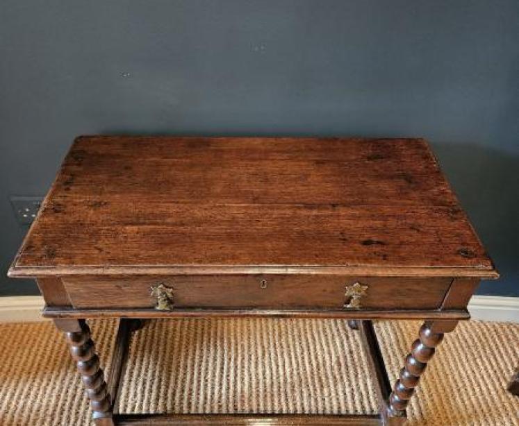 Early Walnut Single Drawer Side Table  - Image 2