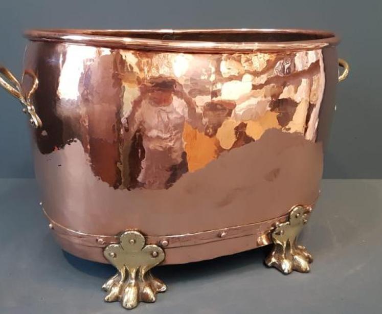 Large Victorian Copper Log Bin - Image 2