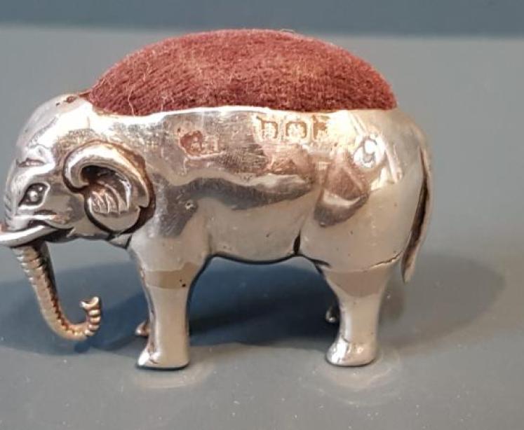 Edwardian Silver Elephant Pin Cushion - Image 1