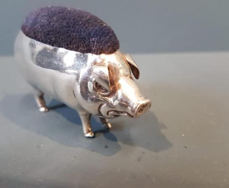 Edwardian Adie & Lovekin Silver Pig Pin Cushion - Image 2