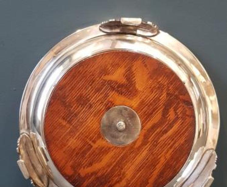 Edwardian Oak and Silver Plate Decanter Coaster - Image 3
