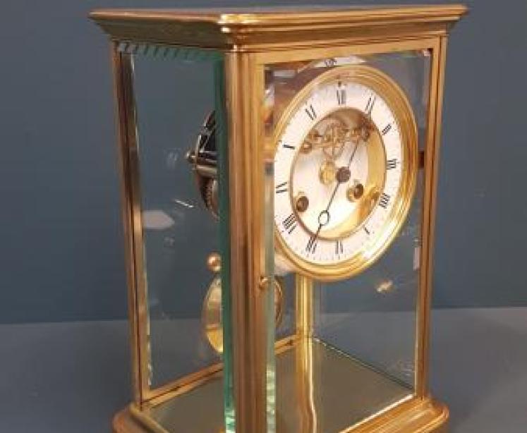 Victorian Four Glass Clock with Visible Escapement  - Image 7