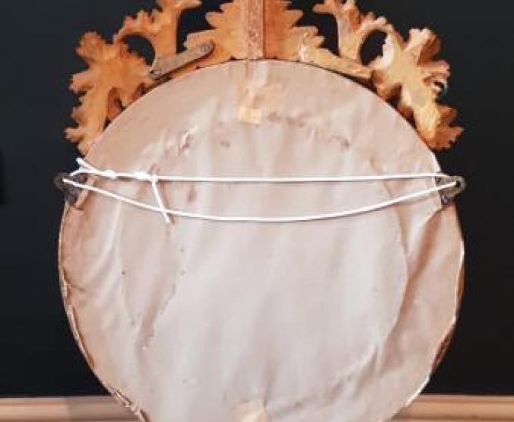 Regency Gilt Convex Mirror with Original Pediment - Image 7