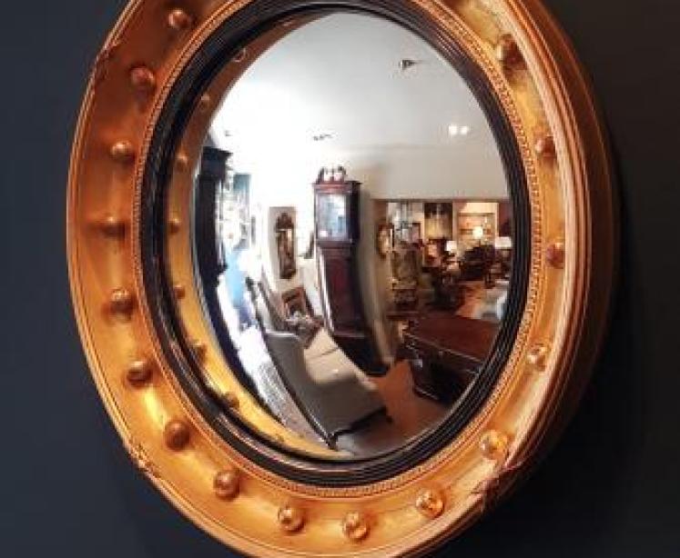 Regency Timber Gilt Convex Mirror - Image 5