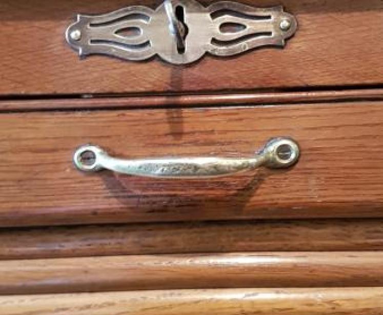 Edwardian Solid Oak Tambour Front File Cabinet - Image 5