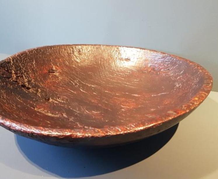 Large Georgian Turned Oak Root Bowl - Image 6