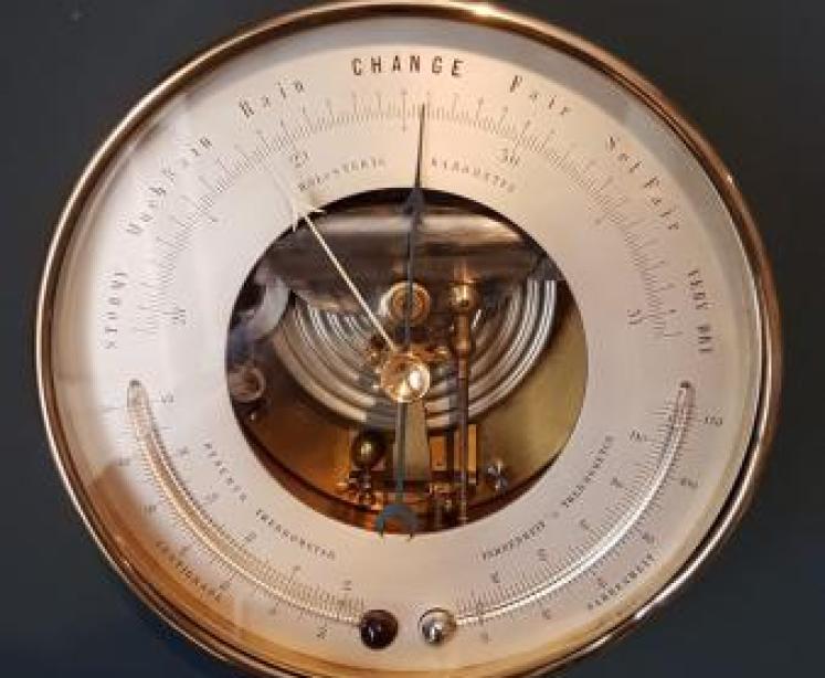 Large Victorian Marine Barometer with Twin Crescent Thermometer - Image 6