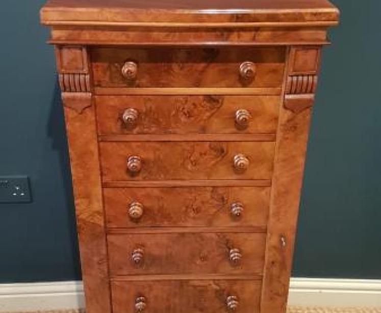 Victorian Burr Walnut Wellington Chest - Image 1